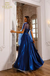 251P4054 Asymmetrical Shimmer Strapless Long Prom Dress