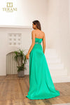 251P4061 Stretch Mikado Front Slit Strapless A-Line Dress