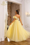 251P4074 Asymmetrical Off-shoulder Tulle Ballgown Prom Dress