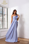 251P4131 Asymmetrical Matte Satin Long Prom Column Dress