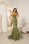 251P4355 Strapless Lace Trumpet Prom Dress
