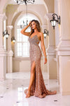 251P4531 Sweetheart Sequin Tulle Long Slim Prom Dress
