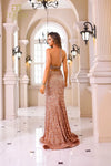 251P4531 Sweetheart Sequin Tulle Long Slim Prom Dress