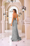 251P4531 Sweetheart Sequin Tulle Long Slim Prom Dress