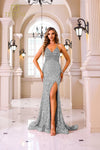 251P4531 Sweetheart Sequin Tulle Long Slim Prom Dress