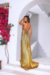 251P4534 Sleeveless Halter Neck A-line Long Prom Dress