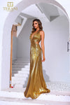 251P4534 Sleeveless Halter Neck A-line Long Prom Dress