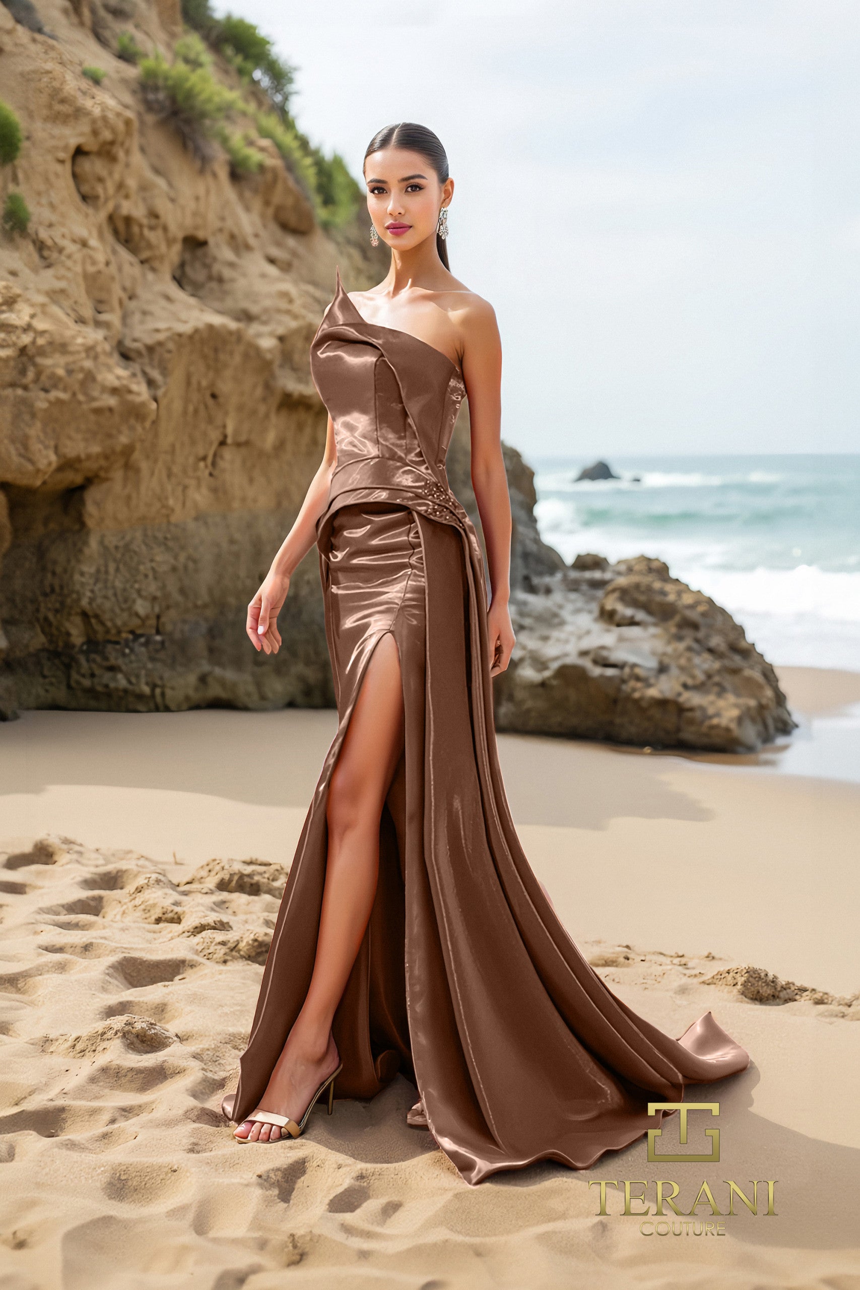 252E5150 - Fit and Flare Long Evening Dress