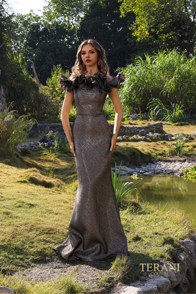 252E5156 - Fit and Flare Long Evening Dress