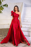 252E5531 - Fit and Flare Long With Overskirt Evening Dress