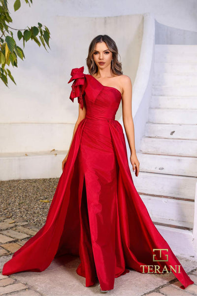 252E5531 - Fit and Flare Long With Overskirt Evening Dress