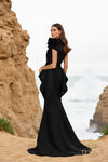 252E5546 - Fit and Flare Long With Peplum Evening Dress