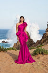 252E5546 - Fit and Flare Long With Peplum Evening Dress