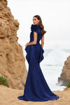 252E5546 - Fit and Flare Long With Peplum Evening Dress
