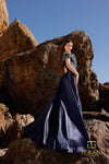 252M5309 - One Shoulder Fit and Flare Long MOB Dress