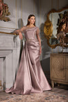 252M5344 - Side Train Long MOB Dress