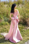252M5357 - Side Train Long MOB Dress