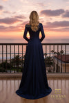 252E5108 - Fit and Flare Long With Overskirt Evening Dress