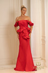 252E5173 - Fit and Flare Long With Peplum Evening Dress