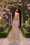 252GL5227 - Bodycon Long Gold Dress