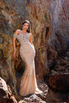 252GL5227 - Bodycon Long Gold Dress