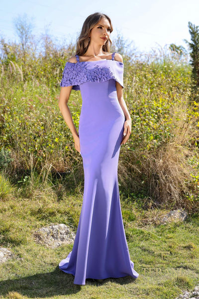 252M5347 - Cold Shoulder Long MOB Dress