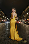 Asymmetric One-Shoulder Matte Satin Sheath Gown with Side Drape - 261E6247