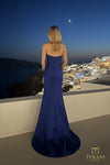 Straight Neck Mikado Trumpet Gown with Slit - 261E6670