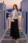 Deep V Tafetta Wide-Leg Pantsuit with Full Sleeves - 261E6718