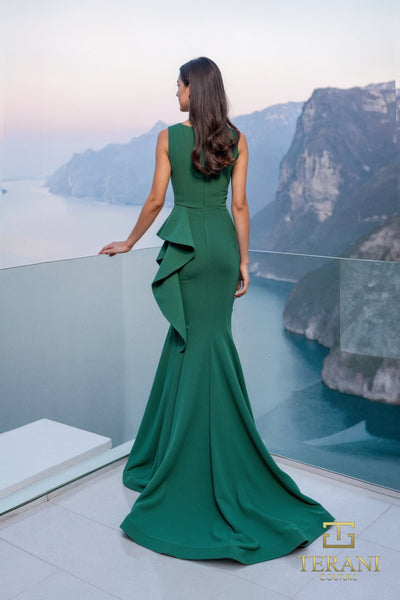 Round Bateau Crepe Mermaid Gown - 261E6750