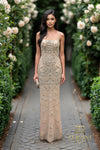 Scoop Neck Beaded Tulle Sheath Gown - 261GL6366