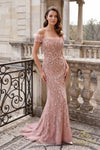 Off-Shoulder Beaded Tulle Mermaid Gown - 261GL6373