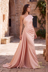 Asymmetric One-Shoulder Stretch Mikado Fit & Flare Gown - 261M6411