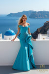 Off-Shoulder Stretch Mikado A-Line Gown - 261M6431
