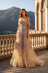 Off-Shoulder Beaded Tulle A-Line Gown - 261M6435