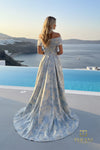 Off-Shoulder Jacquard Sheath Gown - 261M6444