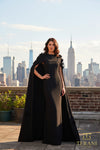 Boat Neck Crepe Gown with Cape Sleeves - 261M6687