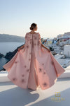 Boat Neck Crepe Gown with Cape Sleeves - 261M6687