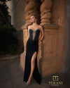Deep Sweetheart Slinky Jersey Sheath Gown with Slit - 261P6030