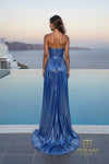 Straight Neck Foil Jersey Sheath Gown - 261P6071