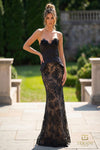 Sweetheart Mikado & Lace Corset Sheath Gown - 261P6096