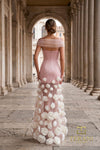 Square Neck Matte Satin Sheath Gown with Cap Sleeves - 261P6098