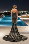 Sweetheart Sequin Jersey Mermaid Gown with Slit - 261P6160