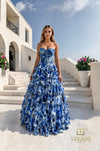 Sweetheart Printed Chiffon Tiered Ballgown - 261P6690