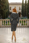 Round Neck Tweed Sheath Dress with Long Sleeves - 261C6286