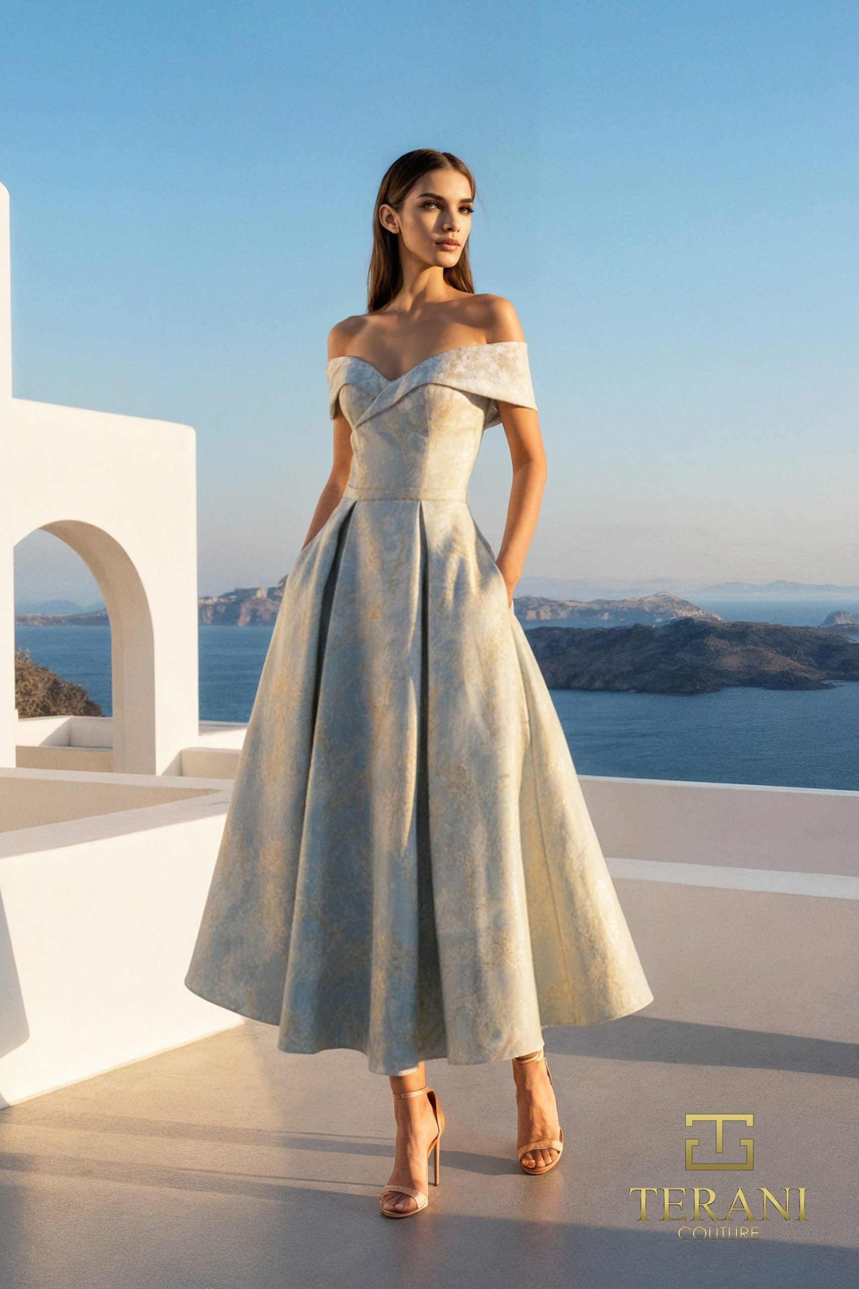 jacquard fit and flare wedding dress Lace Trim Satin Slip Midi Dress main image 1