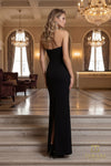 Strapless Scuba Sheath Gown with Slit - 261E6119