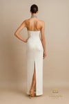 Strapless Scuba Sheath Gown with Slit - 261E6119
