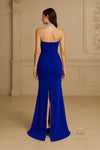 Strapless Scuba Sheath Gown with Slit - 261E6119