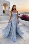 Straight Neck Crepe Back Satin A-Line Gown - 261E6195
